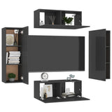 NNEVL 4 Piece TV Cabinet Set High Gloss Black Chipboard