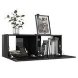 NNEVL 4 Piece TV Cabinet Set High Gloss Black Chipboard