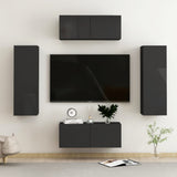 NNEVL 4 Piece TV Cabinet Set High Gloss Black Chipboard