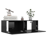 NNEVL 8 Piece TV Cabinet Set High Gloss Black Engineered Wood