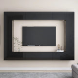 NNEVL 8 Piece TV Cabinet Set High Gloss Black Engineered Wood