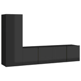 NNEVL 3 Piece TV Cabinet Set High Gloss Black Chipboard