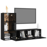 NNEVL 3 Piece TV Cabinet Set High Gloss Black Chipboard