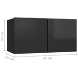 NNEVL 3 Piece TV Cabinet Set High Gloss Black Chipboard