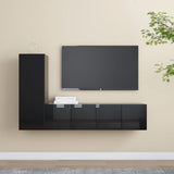 NNEVL 3 Piece TV Cabinet Set High Gloss Black Chipboard