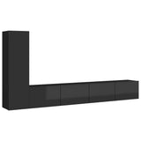 NNEVL 3 Piece TV Cabinet Set High Gloss Black Engineered Wood
