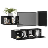 NNEVL 4 Piece TV Cabinet Set High Gloss Black Chipboard
