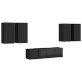 NNEVL 6 Piece TV Cabinet Set High Gloss Black Chipboard