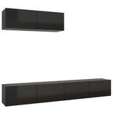 NNEVL TV Cabinets 3 pcs High Gloss Black Engineered Wood