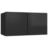NNEVL 6 Piece TV Cabinet Set High Gloss Black Chipboard