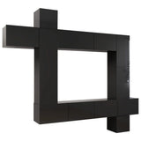 NNEVL 9 Piece TV Cabinet Set High Gloss Black Engineered Wood