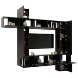 NNEVL 9 Piece TV Cabinet Set High Gloss Black Engineered Wood