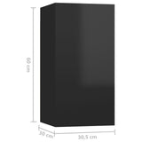 NNEVL 9 Piece TV Cabinet Set High Gloss Black Engineered Wood