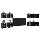 NNEVL Wall Mounted TV Cabinets 8 pcs High Gloss Black 30.5x30x30 cm