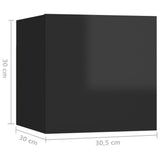 NNEVL Wall Mounted TV Cabinets 8 pcs High Gloss Black 30.5x30x30 cm