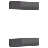 NNEVL TV Cabinets 4 pcs High Gloss Grey 60x30x30 cm Chipboard