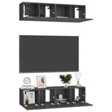 NNEVL TV Cabinets 4 pcs High Gloss Grey 60x30x30 cm Chipboard