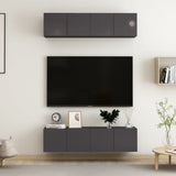 NNEVL TV Cabinets 4 pcs High Gloss Grey 60x30x30 cm Chipboard