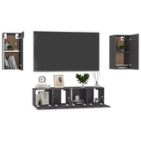 NNEVL 4 Piece TV Cabinet Set High Gloss Grey Chipboard