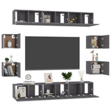 NNEVL 10 Piece TV Cabinet Set High Gloss Grey Chipboard