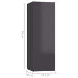 NNEVL 10 Piece TV Cabinet Set High Gloss Grey Chipboard