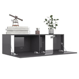 NNEVL 6 Piece TV Cabinet Set High Gloss Grey Engineered Wood