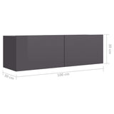 NNEVL 6 Piece TV Cabinet Set High Gloss Grey Engineered Wood