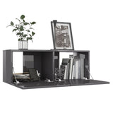 NNEVL 6 Piece TV Cabinet Set High Gloss Grey Chipboard