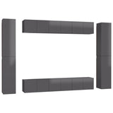 NNEVL 10 Piece TV Cabinet Set High Gloss Grey Chipboard