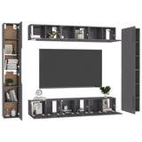 NNEVL 10 Piece TV Cabinet Set High Gloss Grey Chipboard