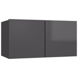 NNEVL 10 Piece TV Cabinet Set High Gloss Grey Chipboard
