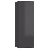 NNEVL 10 Piece TV Cabinet Set High Gloss Grey Chipboard