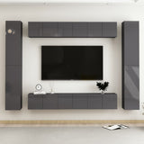 NNEVL 10 Piece TV Cabinet Set High Gloss Grey Chipboard