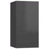 NNEVL 4 Piece TV Cabinet Set High Gloss Grey Chipboard