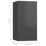 NNEVL 6 Piece TV Cabinet Set High Gloss Grey Chipboard