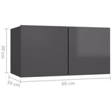 NNEVL 4 Piece TV Cabinet Set High Gloss Grey Chipboard
