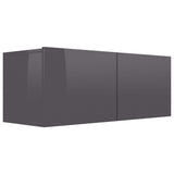 NNEVL 4 Piece TV Cabinet Set High Gloss Grey Chipboard