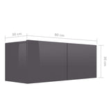 NNEVL 4 Piece TV Cabinet Set High Gloss Grey Chipboard