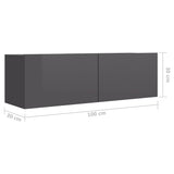 NNEVL 8 Piece TV Cabinet Set High Gloss Grey Engineered Wood