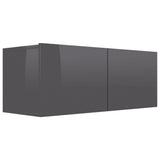 NNEVL 2 Piece TV Cabinet Set High Gloss Grey Chipboard