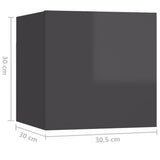 NNEVL 8 Piece TV Cabinet Set High Gloss Grey Chipboard