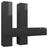 NNEVL 7 Piece TV Cabinet Set High Gloss Grey Chipboard