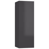 NNEVL 7 Piece TV Cabinet Set High Gloss Grey Chipboard