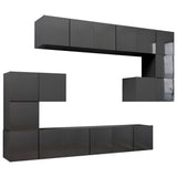 NNEVL 10 Piece TV Cabinet Set High Gloss Grey Chipboard