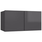 NNEVL 10 Piece TV Cabinet Set High Gloss Grey Chipboard