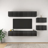 NNEVL TV Cabinets 8 pcs High Gloss Grey Chipboard