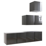 NNEVL 4 Piece TV Cabinet Set High Gloss Grey Chipboard