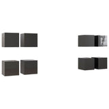 NNEVL Wall Mounted TV Cabinets 8 pcs High Gloss Grey 30.5x30x30 cm