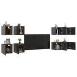 NNEVL Wall Mounted TV Cabinets 8 pcs High Gloss Grey 30.5x30x30 cm