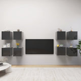 NNEVL Wall Mounted TV Cabinets 8 pcs High Gloss Grey 30.5x30x30 cm